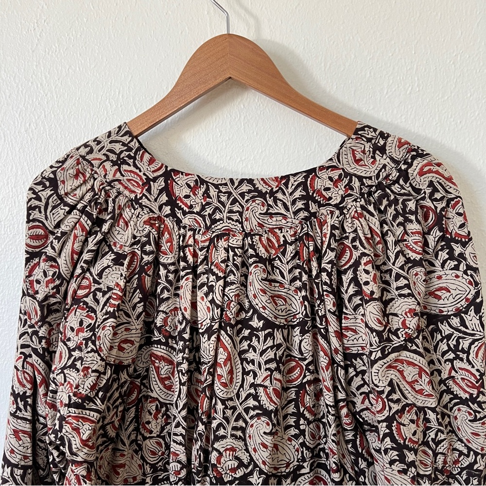 Emerson Fry Olympia Blouse Paisley Black + Clay Satin - Picture 9 of 11
